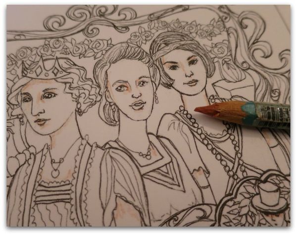 Coloring page downton sisters 026